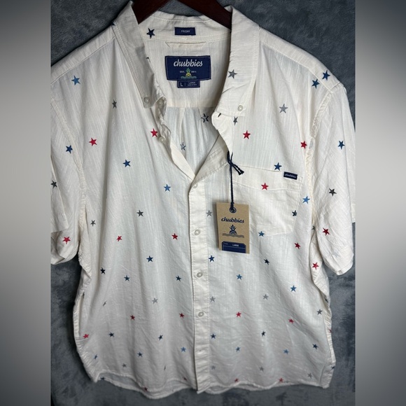 chubbies Other - Chubbies White Shirt with Red and Blue Star Print